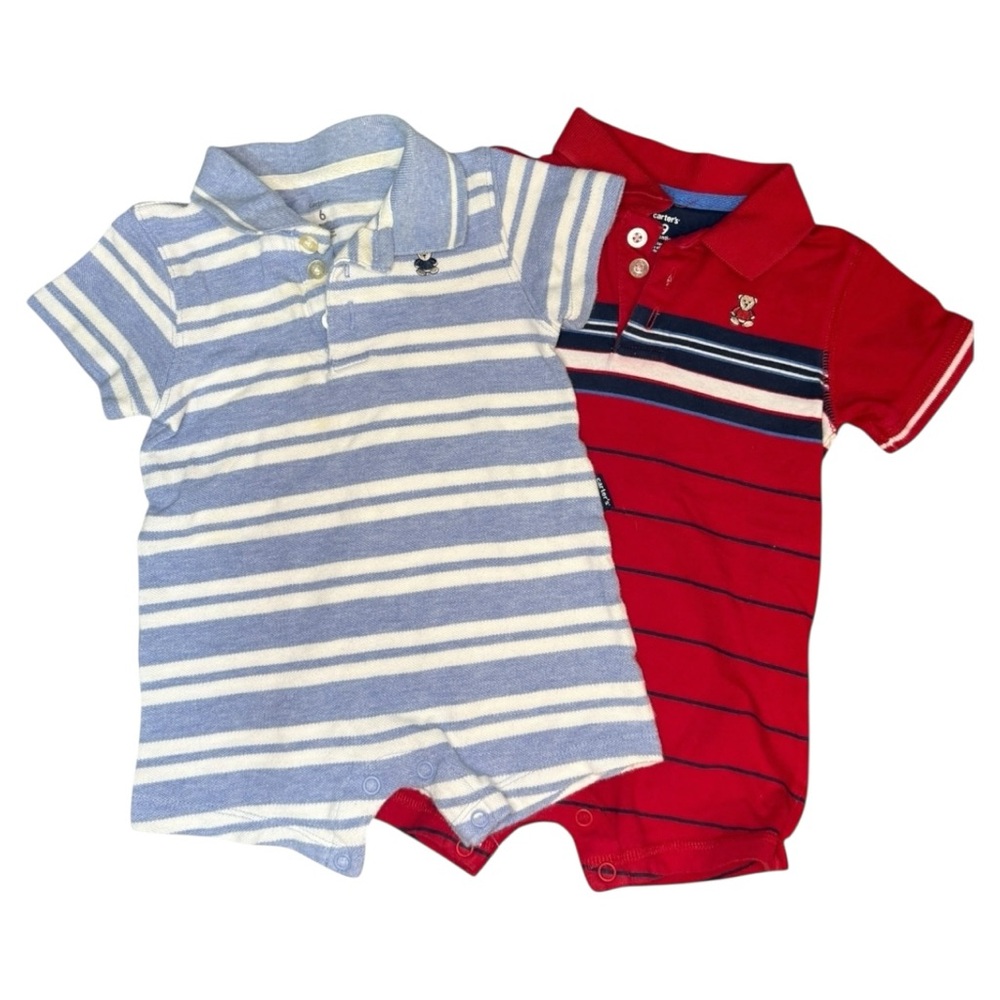 Carter's Striped Polo Romper Set
